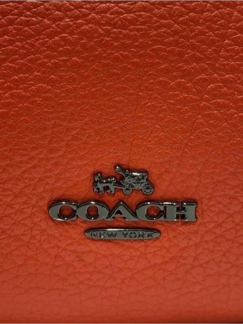 Coach Mercer Red/Orange Pebbled Leather Satchel 2 way handbag